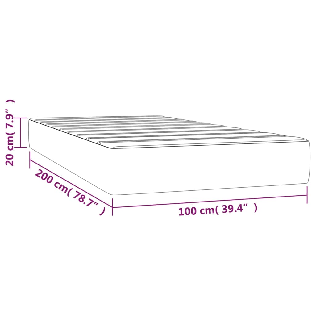 Taschenfederkernmatratze Rosa 100x200x20 cm Samt