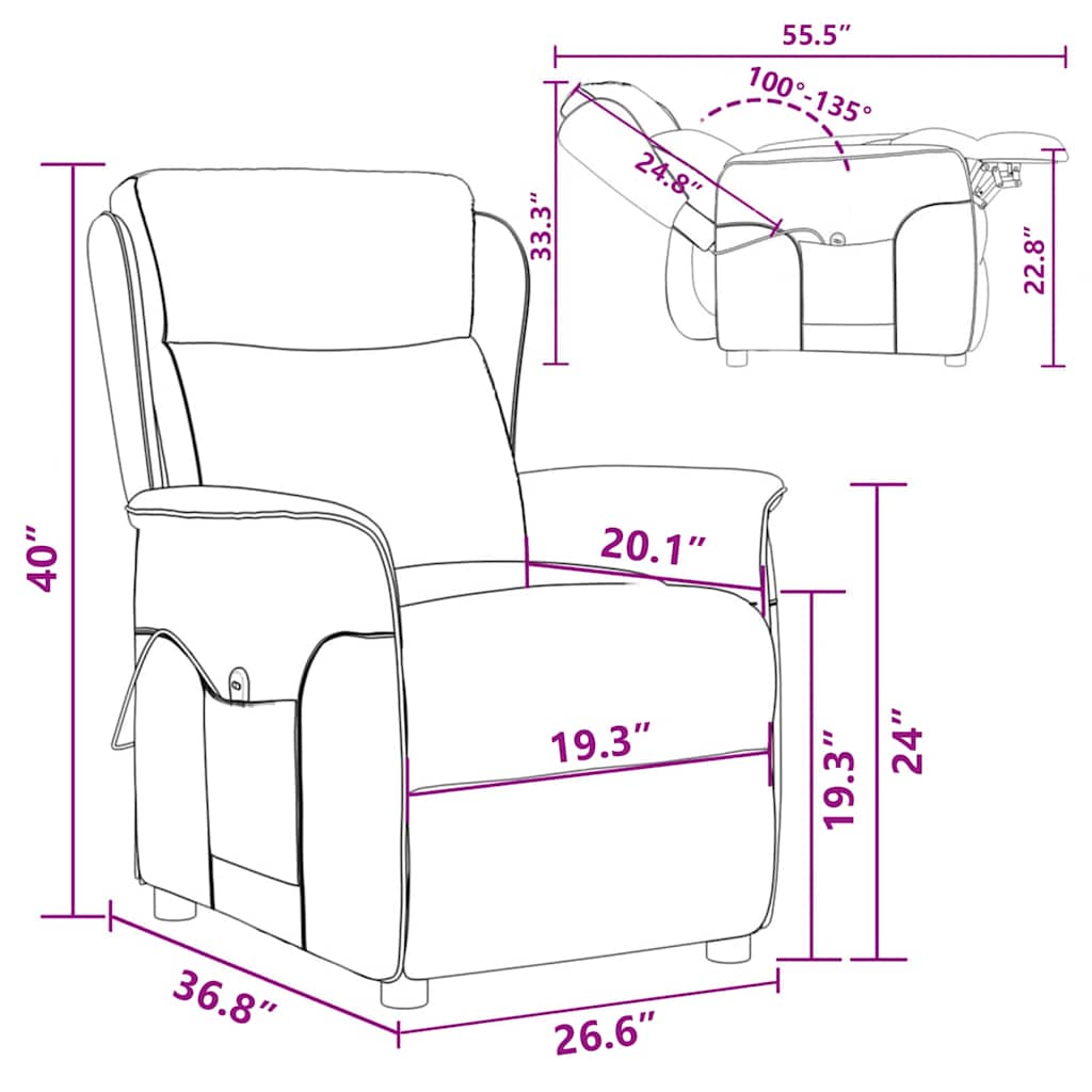 Massagesessel mit Kissen Hellgrau 67.5 x 93.5 x 101.5 cm Stoff