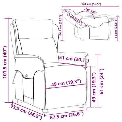 Massagesessel mit Kissen Weinrot 67.5 x 93.5 x 101.5 cm Stoff
