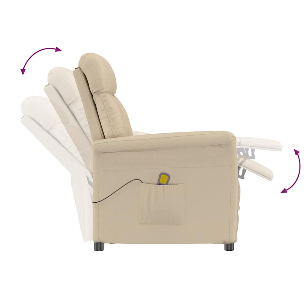 Massagesessel Creme 70.5 x 96.5 x 95 cm Stoff und Metall