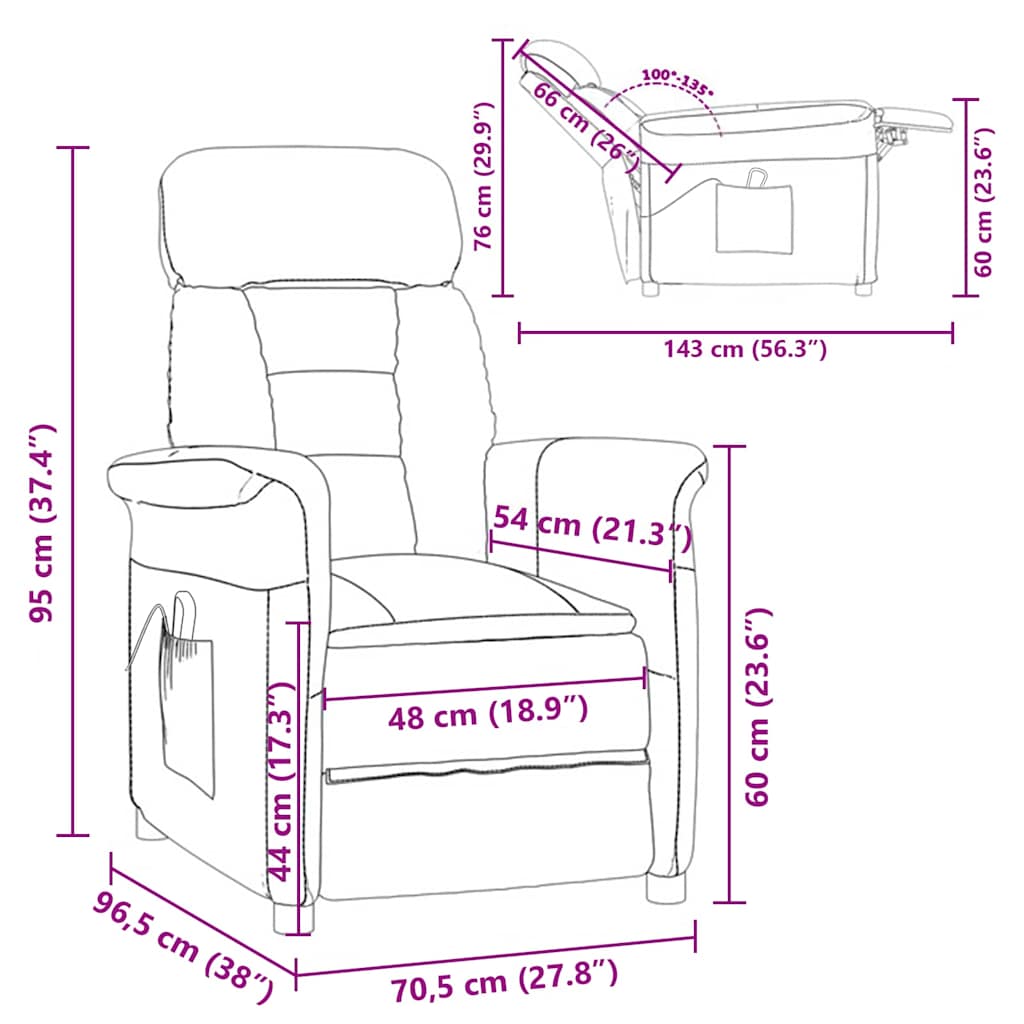 Massagesessel Creme 70.5 x 96.5 x 95 cm Stoff und Metall