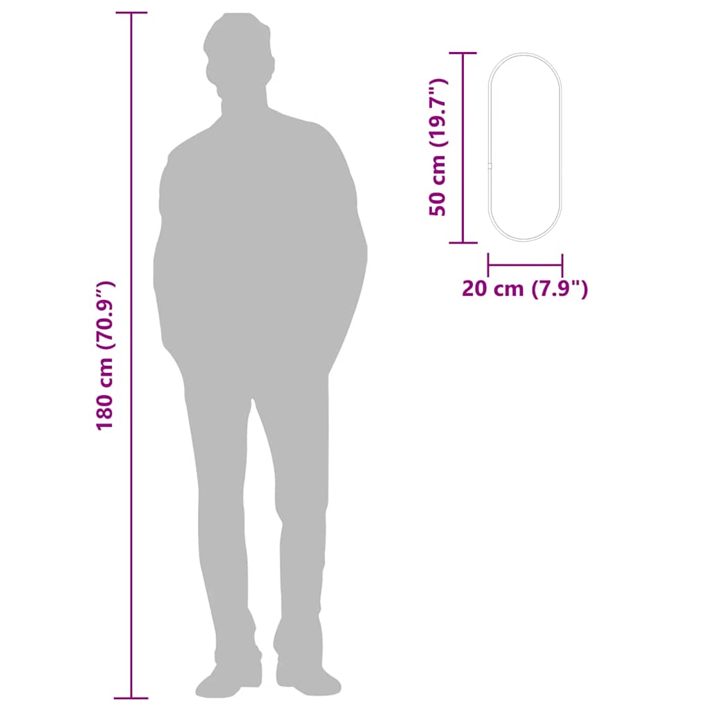 Wandspiegel Schwarz 50x20 cm Oval