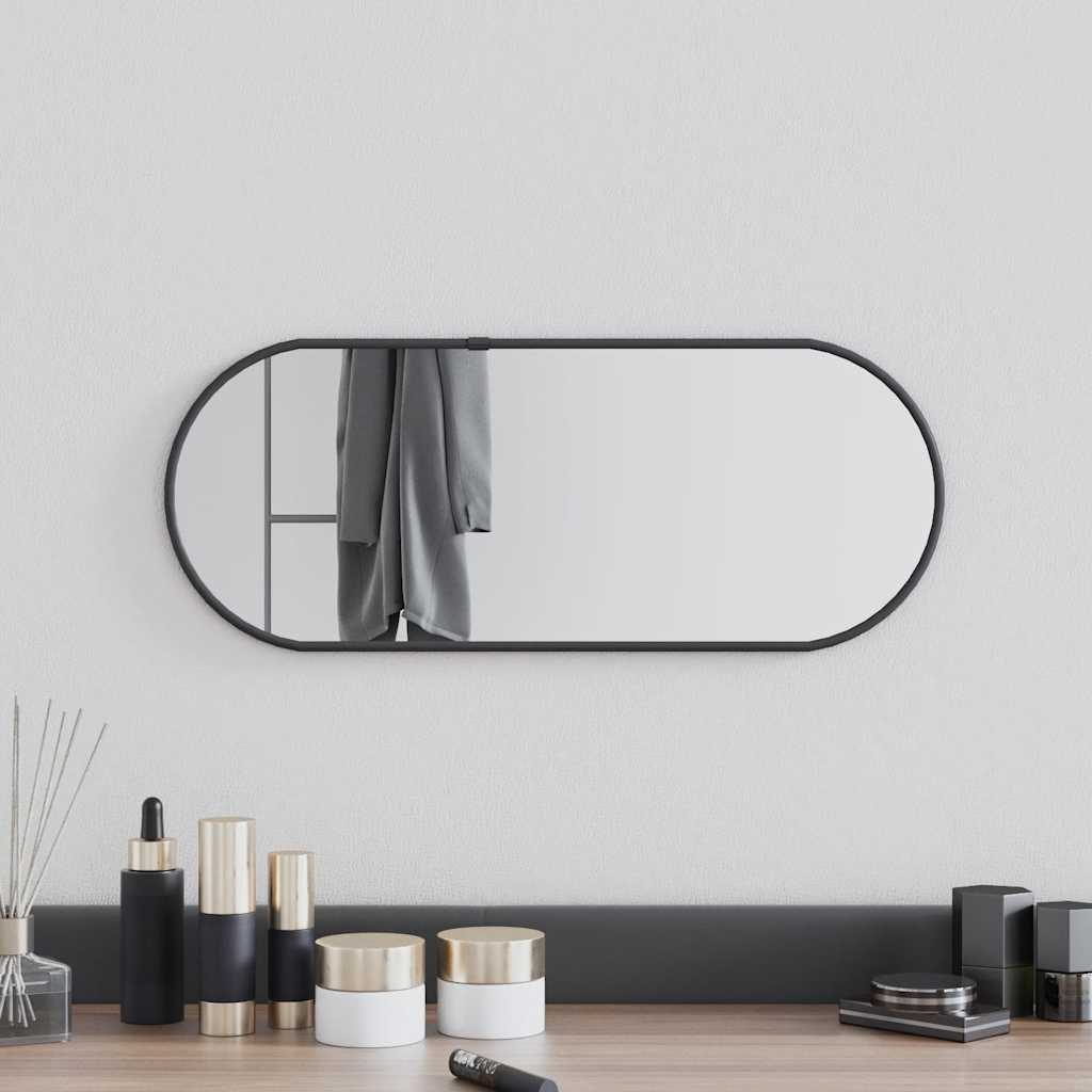 Wandspiegel Schwarz 50x20 cm Oval