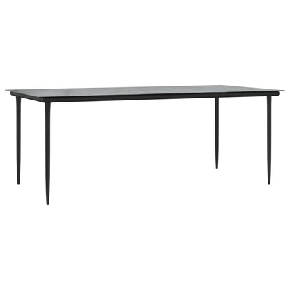 Garten-Esstisch Schwarz 200x100x74 cm Stahl und Hartglas