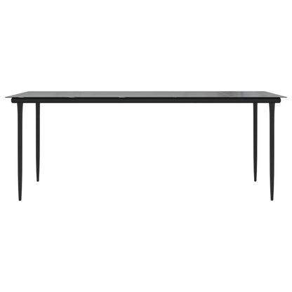 Garten-Esstisch Schwarz 200x100x74 cm Stahl und Hartglas
