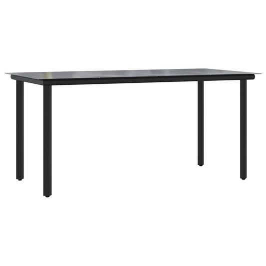 Garten-Esstisch Schwarz 160x80x74 cm Stahl und Hartglas