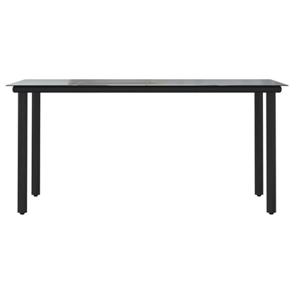Garten-Esstisch Schwarz 160x80x74 cm Stahl und Hartglas