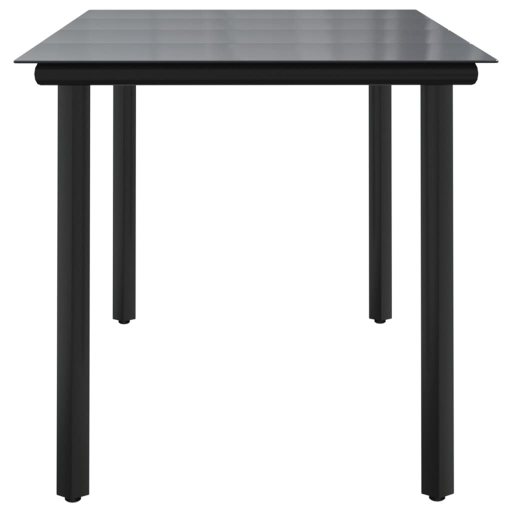 Garten-Esstisch Schwarz 160x80x74 cm Stahl und Hartglas