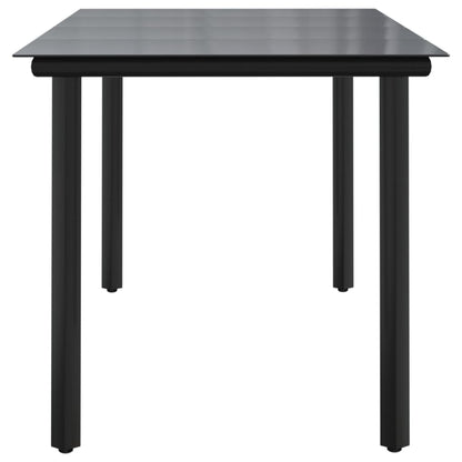 Garten-Esstisch Schwarz 160x80x74 cm Stahl und Hartglas