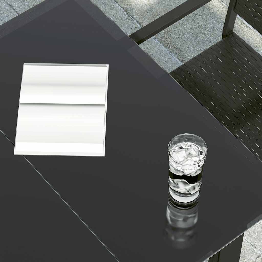 Garten-Esstisch Schwarz 160x80x74 cm Stahl und Hartglas