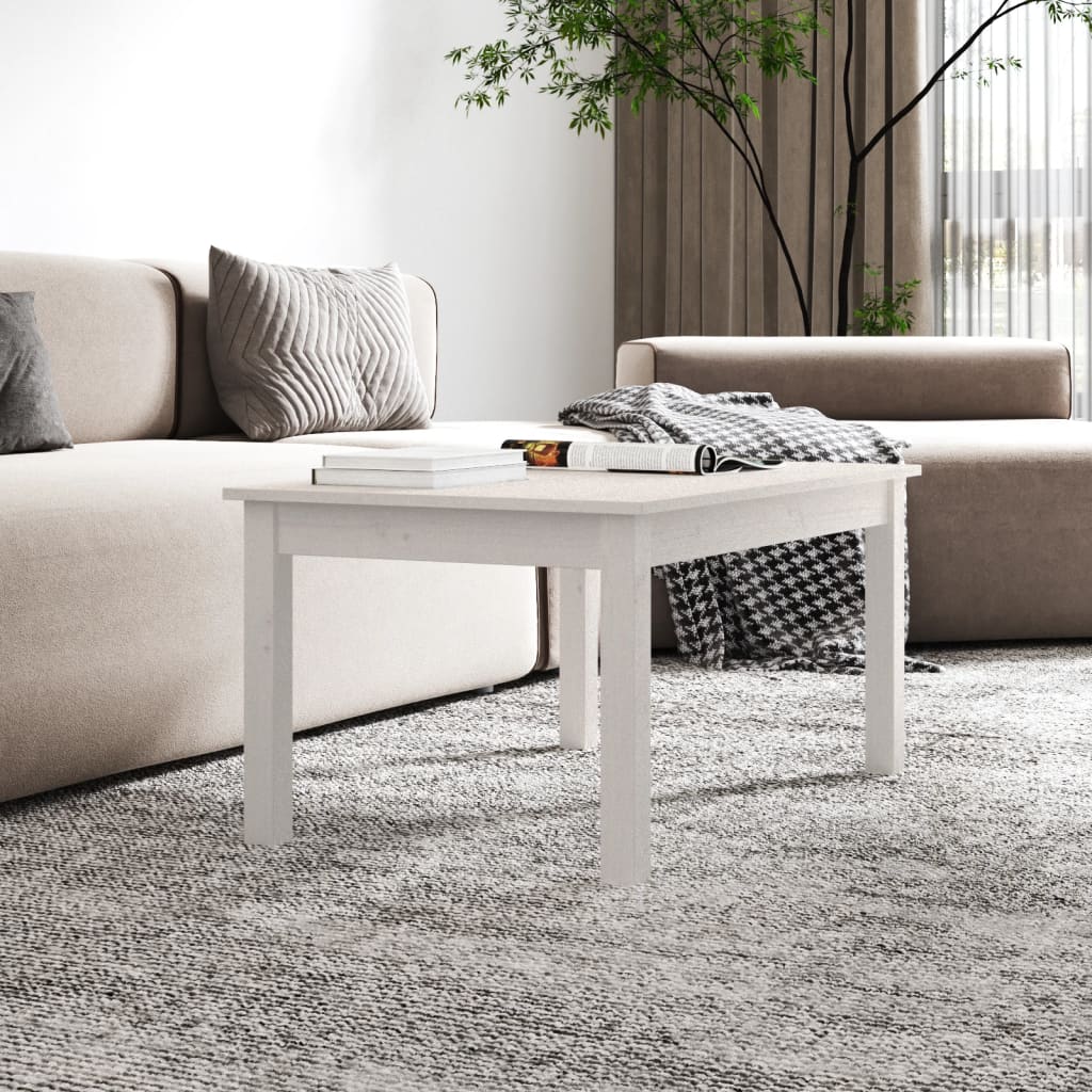 Sofabord Hvid 80x50x40 cm Massiv Fyr
