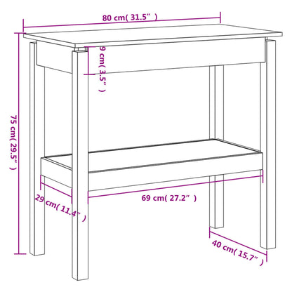 Konsolbord 80x40x75 cm massiv fyrretræ