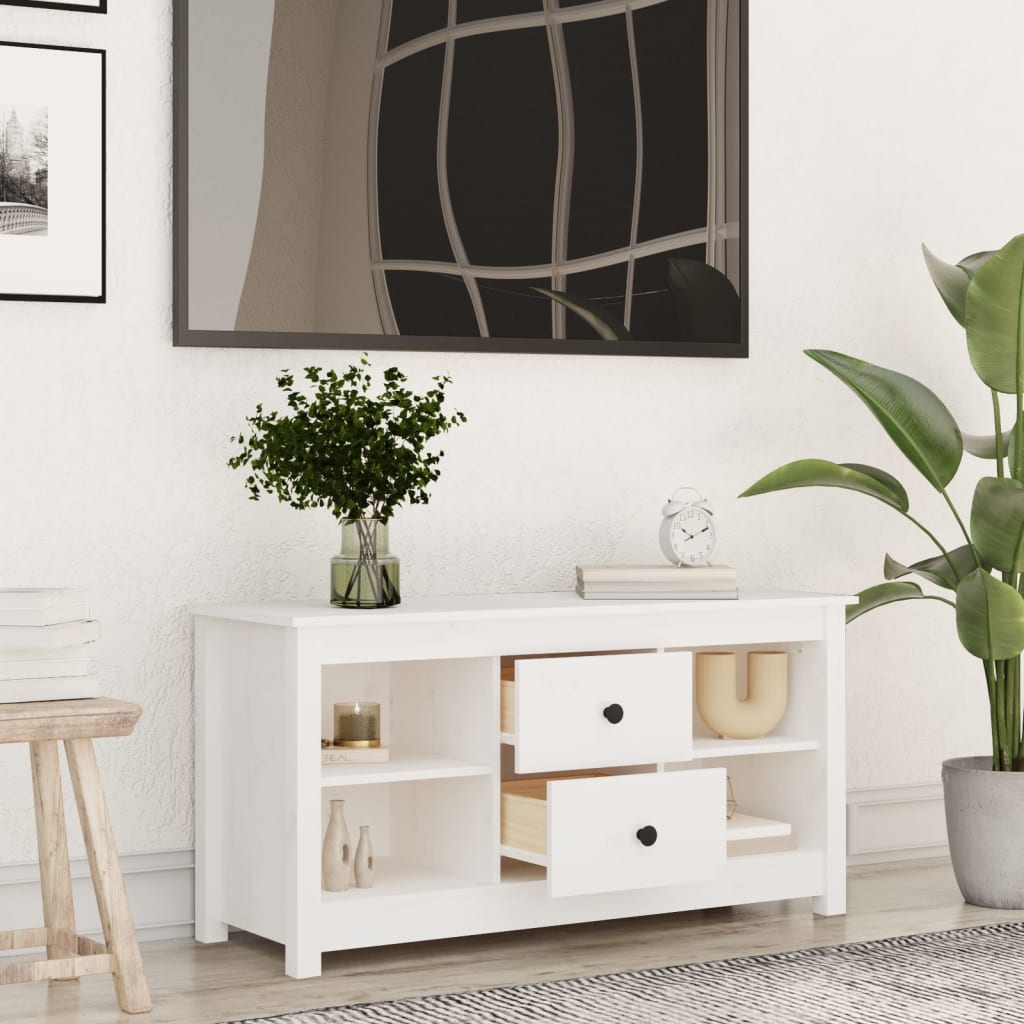 TV-skab Hvid 103x36,5x52 cm Massiv Fyr