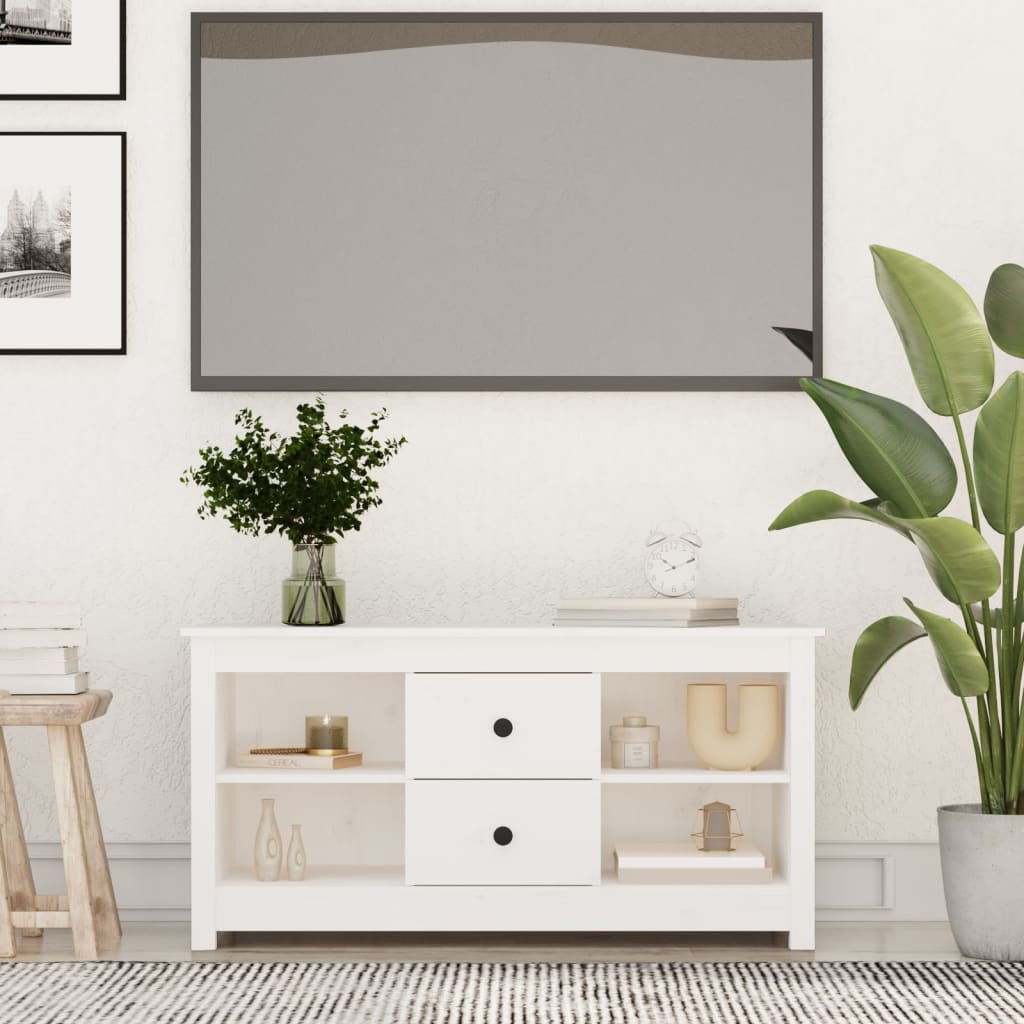 TV-skab Hvid 103x36,5x52 cm Massiv Fyr