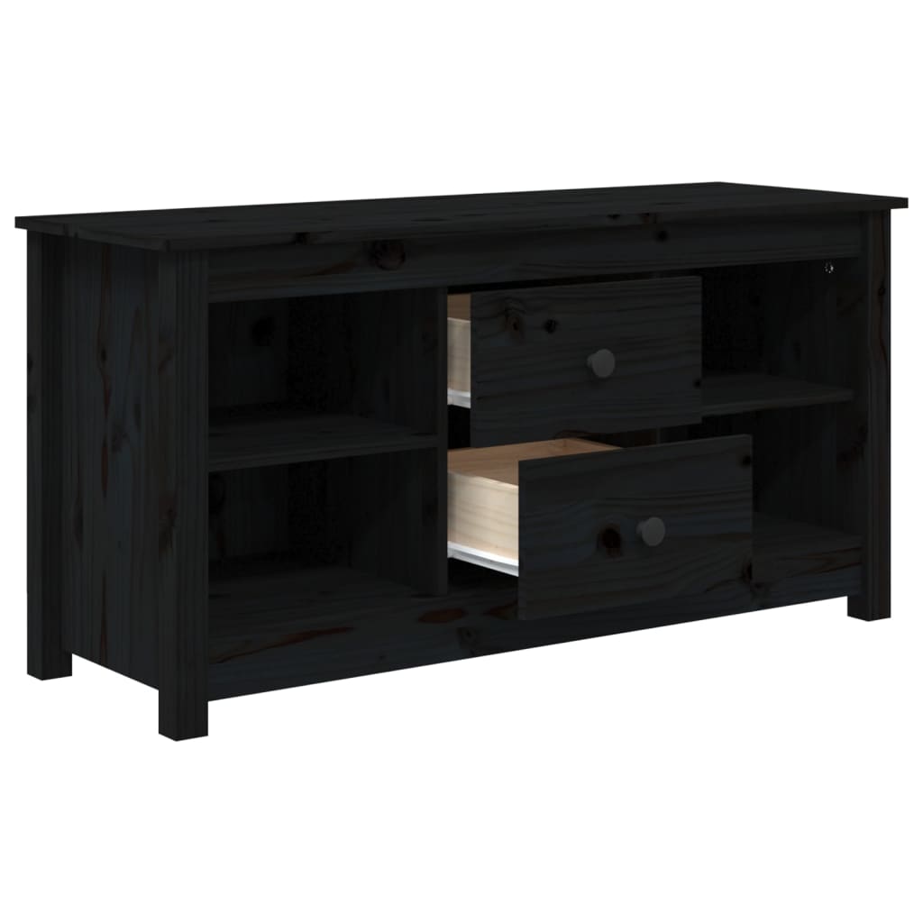 TV-skab Sort 103x36,5x52 cm Massiv Fyr