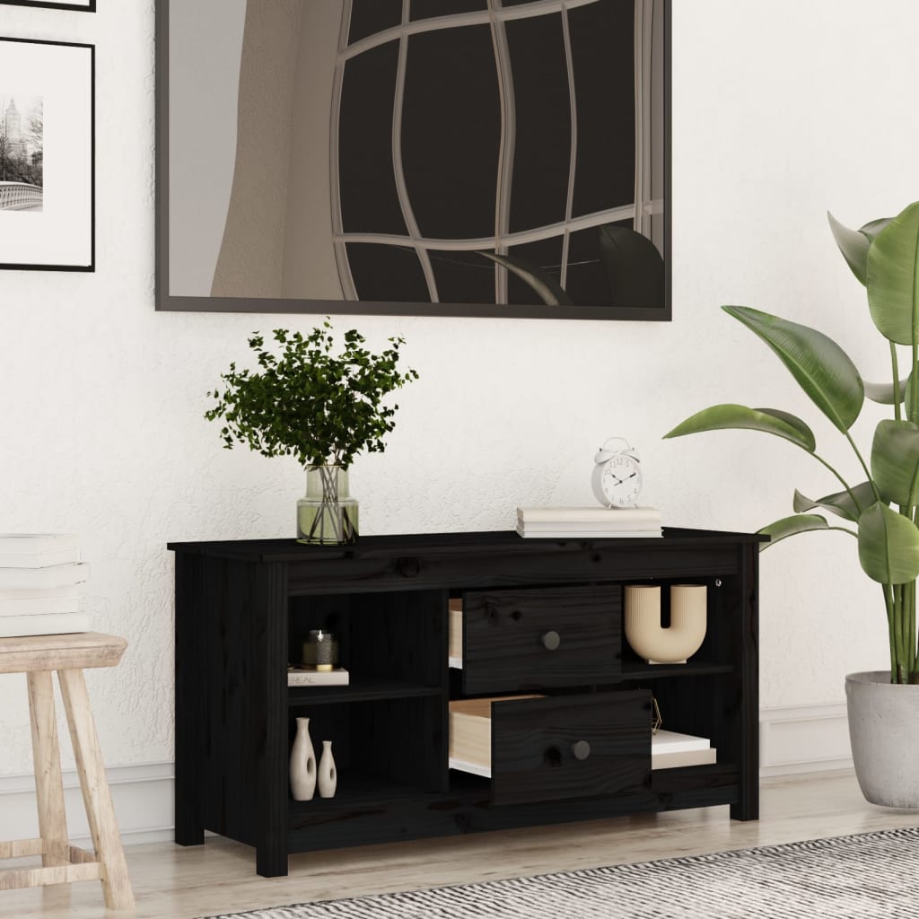 TV-skab Sort 103x36,5x52 cm Massiv Fyr