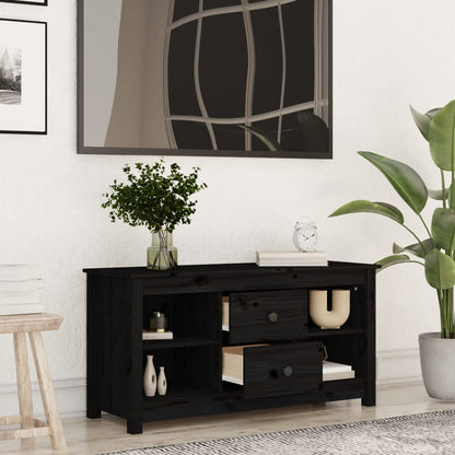 TV-skab Sort 103x36,5x52 cm Massiv Fyr