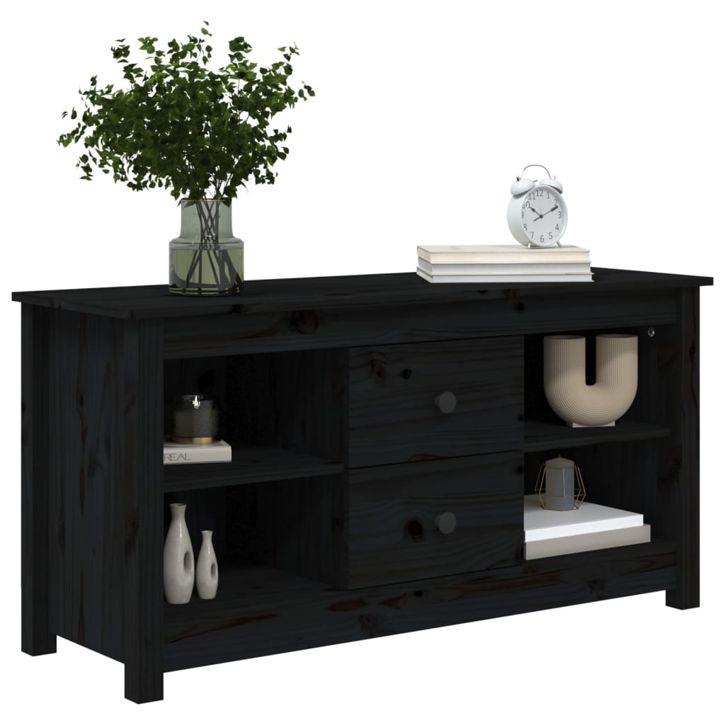 TV-skab Sort 103x36,5x52 cm Massiv Fyr