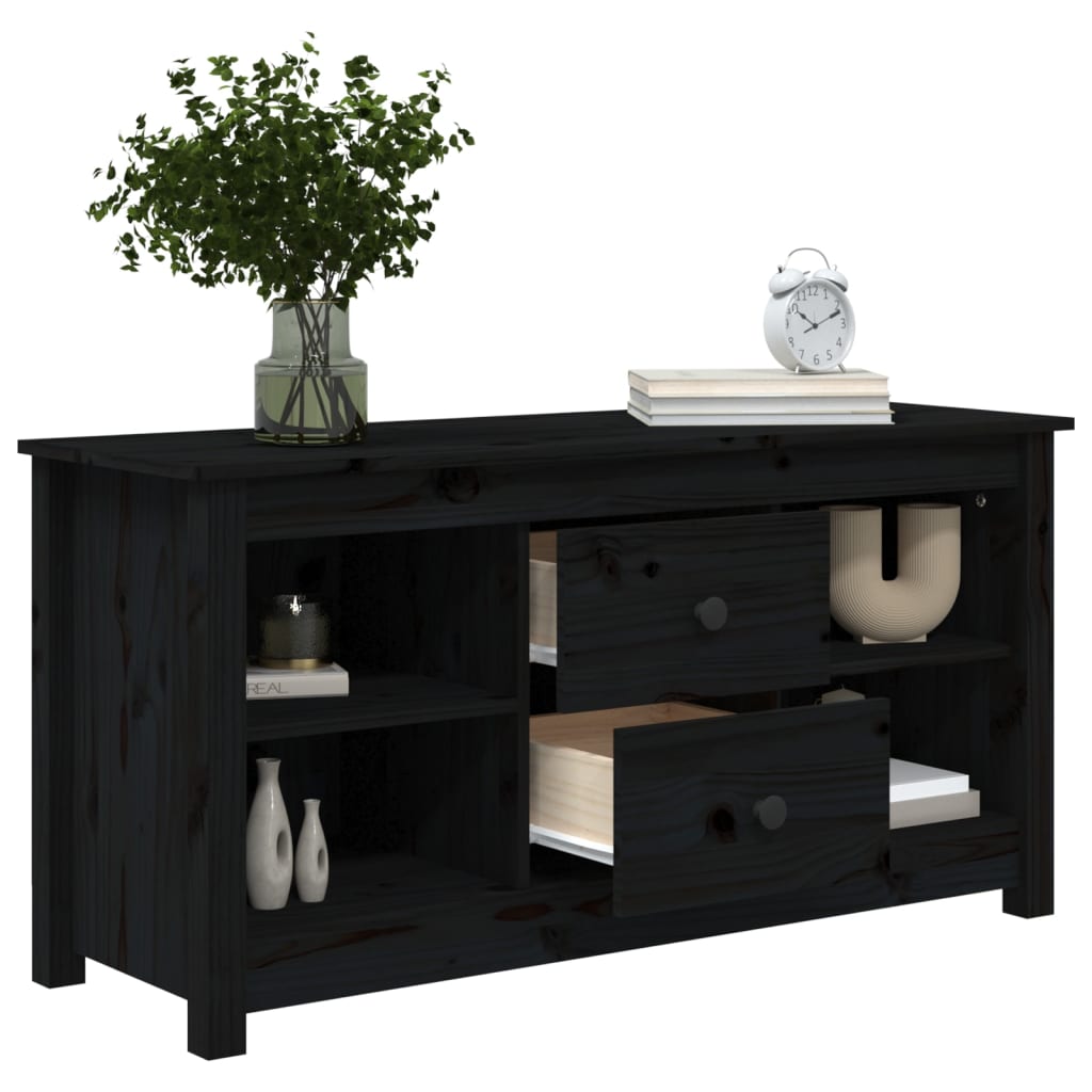TV-skab Sort 103x36,5x52 cm Massiv Fyr