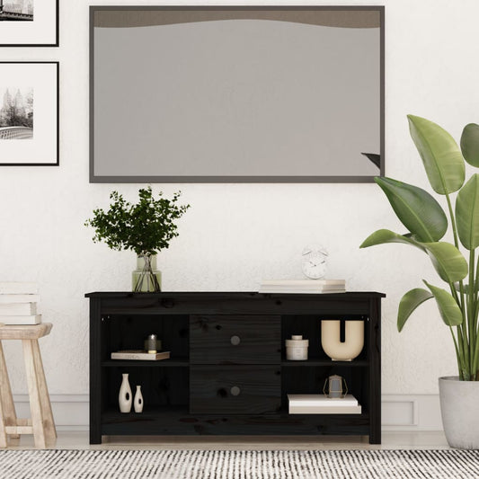 TV-skab Sort 103x36,5x52 cm Massiv Fyr