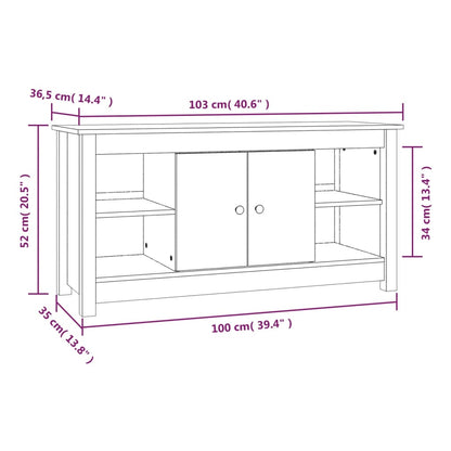 TV-skab Hvid 103x36,5x52 cm Massiv Fyr