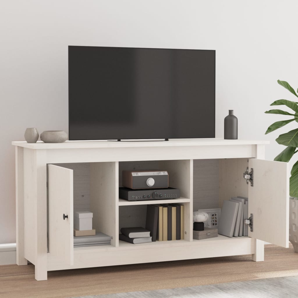 TV-skab Hvid 103x36,5x52 cm Massiv Fyr