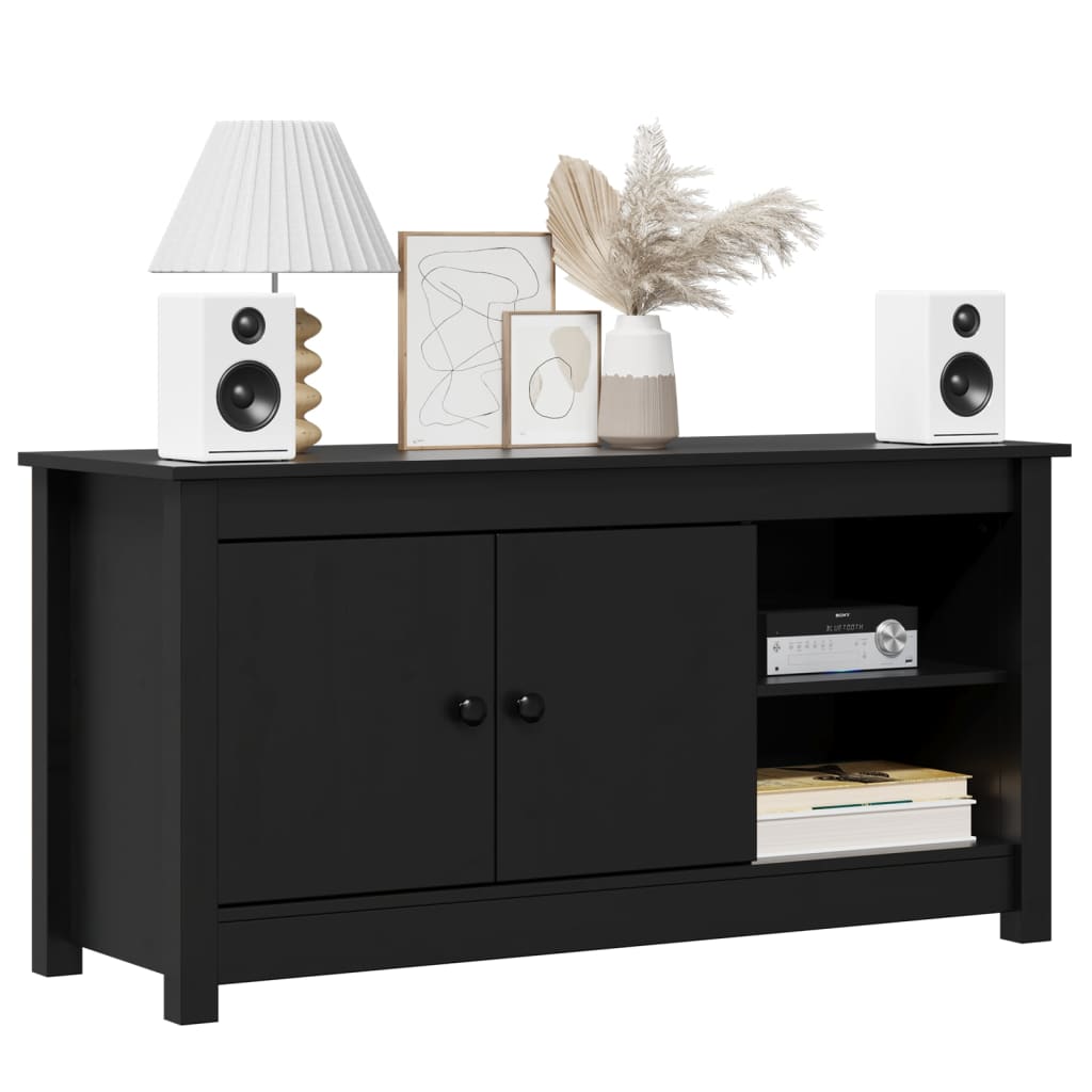TV-skab Sort 103x36,5x52 cm Massiv Fyr