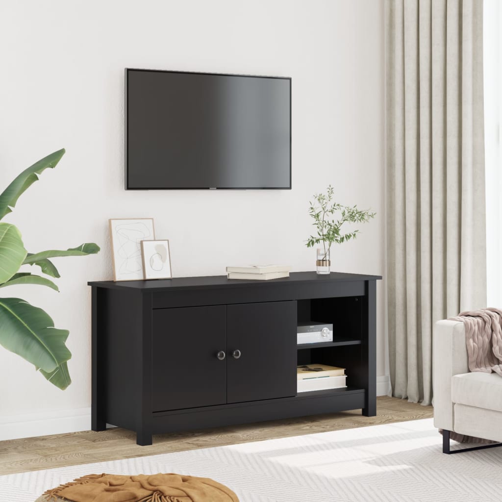 TV-skab Sort 103x36,5x52 cm Massiv Fyr