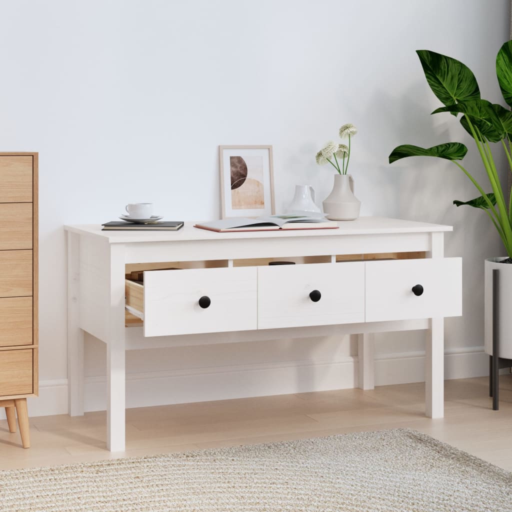 Sofabord Hvid 102x49x55 cm Massiv Fyr