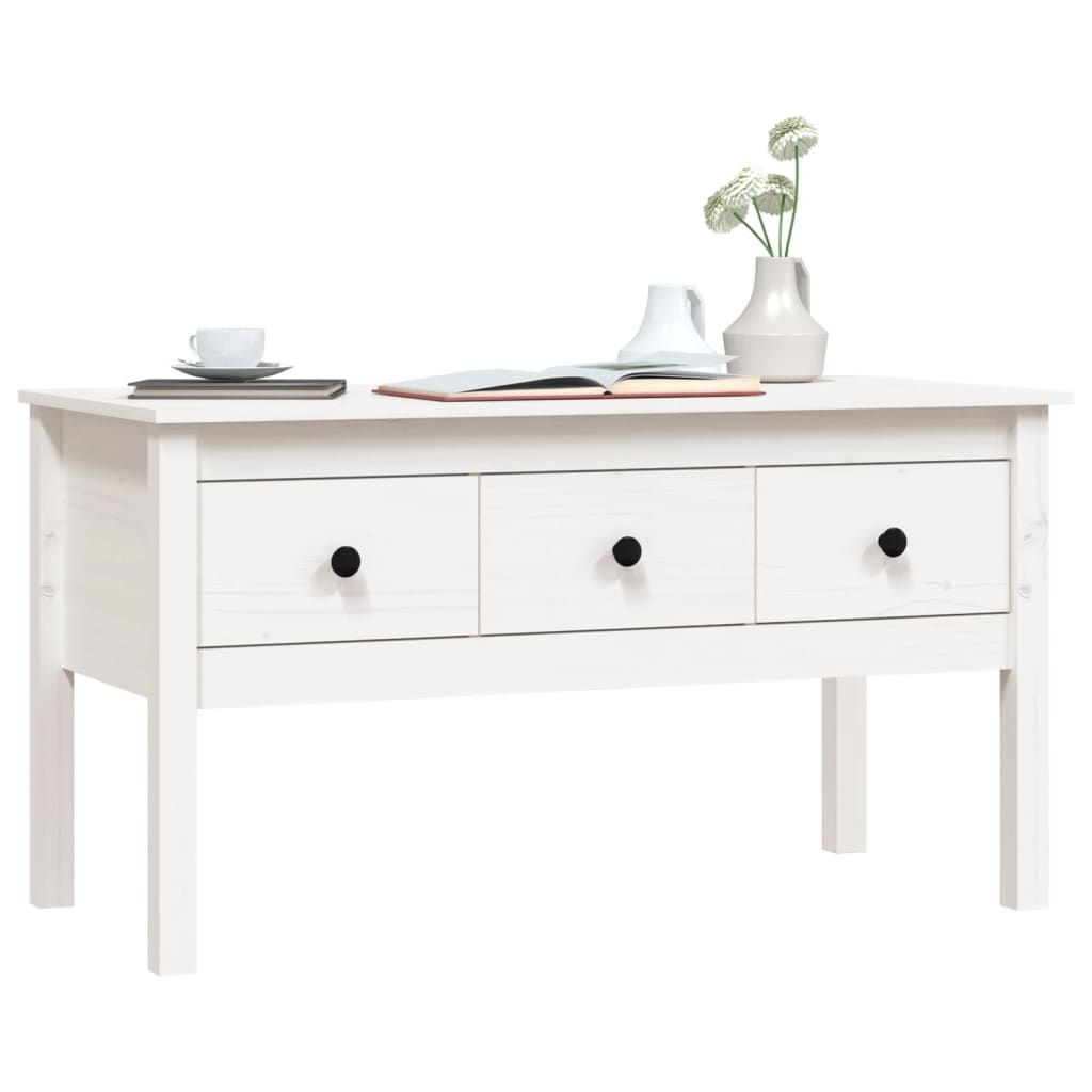 Sofabord Hvid 102x49x55 cm Massiv Fyr