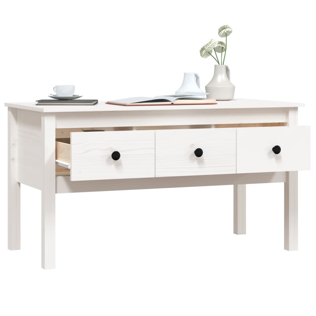 Sofabord Hvid 102x49x55 cm Massiv Fyr