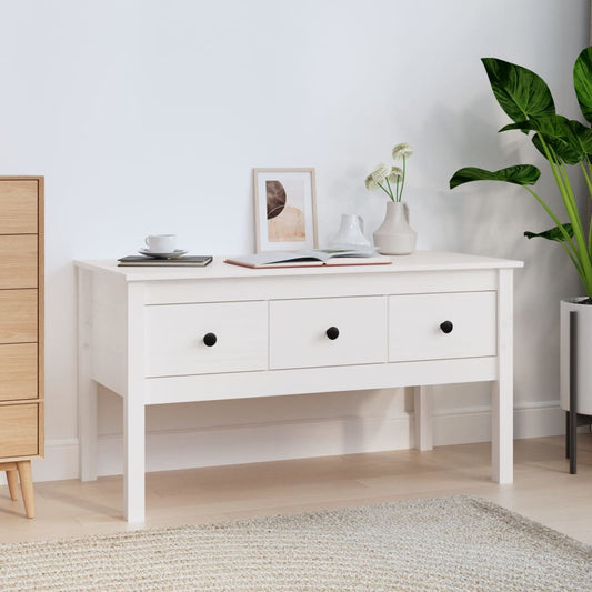 Sofabord Hvid 102x49x55 cm Massiv Fyr