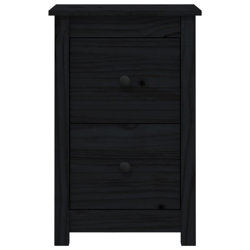 Nachttische 2 Stk. Schwarz 40x35x61,5 cm Massivholz Kiefer