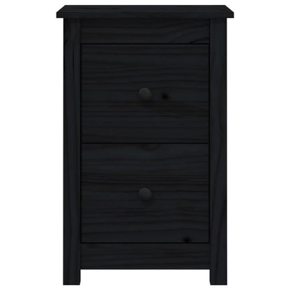 Nachttische 2 Stk. Schwarz 40x35x61,5 cm Massivholz Kiefer