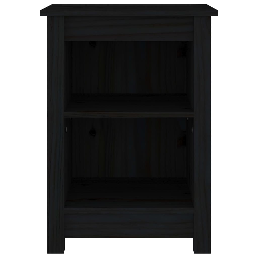 Nachttische 2 Stk. Schwarz 40x35x55 cm Massivholz Kiefer