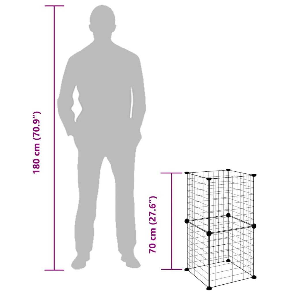 8-tlg. Haustierkäfig Schwarz 35x35 cm Stahl