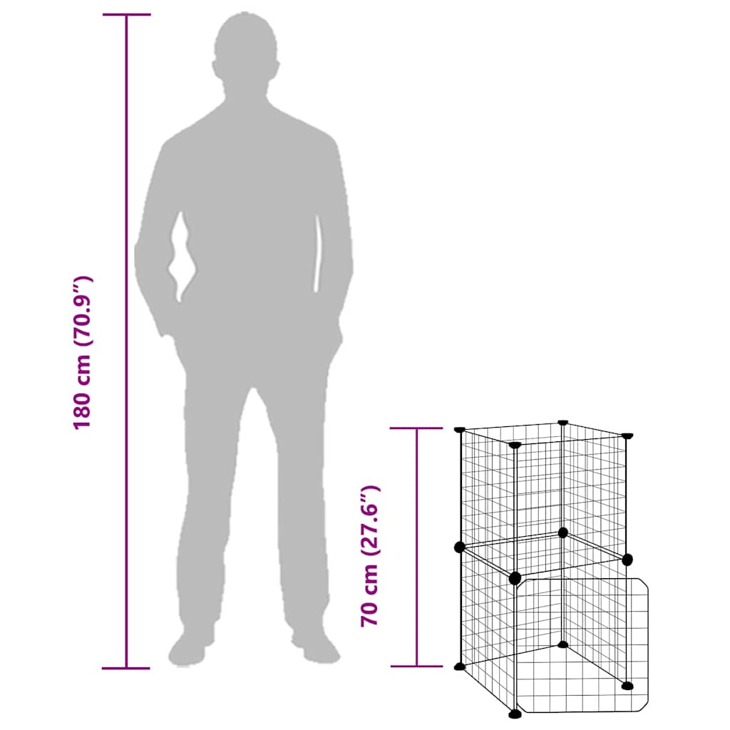 8-tlg. Haustierkäfig mit Tür Schwarz 35x35 cm Stahl