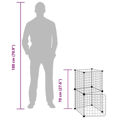 8-tlg. Haustierkäfig mit Tür Schwarz 35x35 cm Stahl