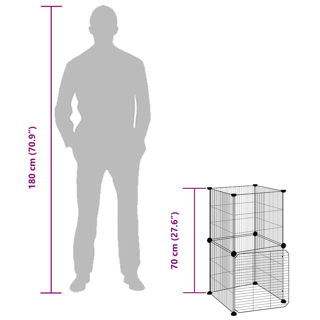 8-tlg. Haustierkäfig mit Tür Schwarz 35x35 cm Stahl