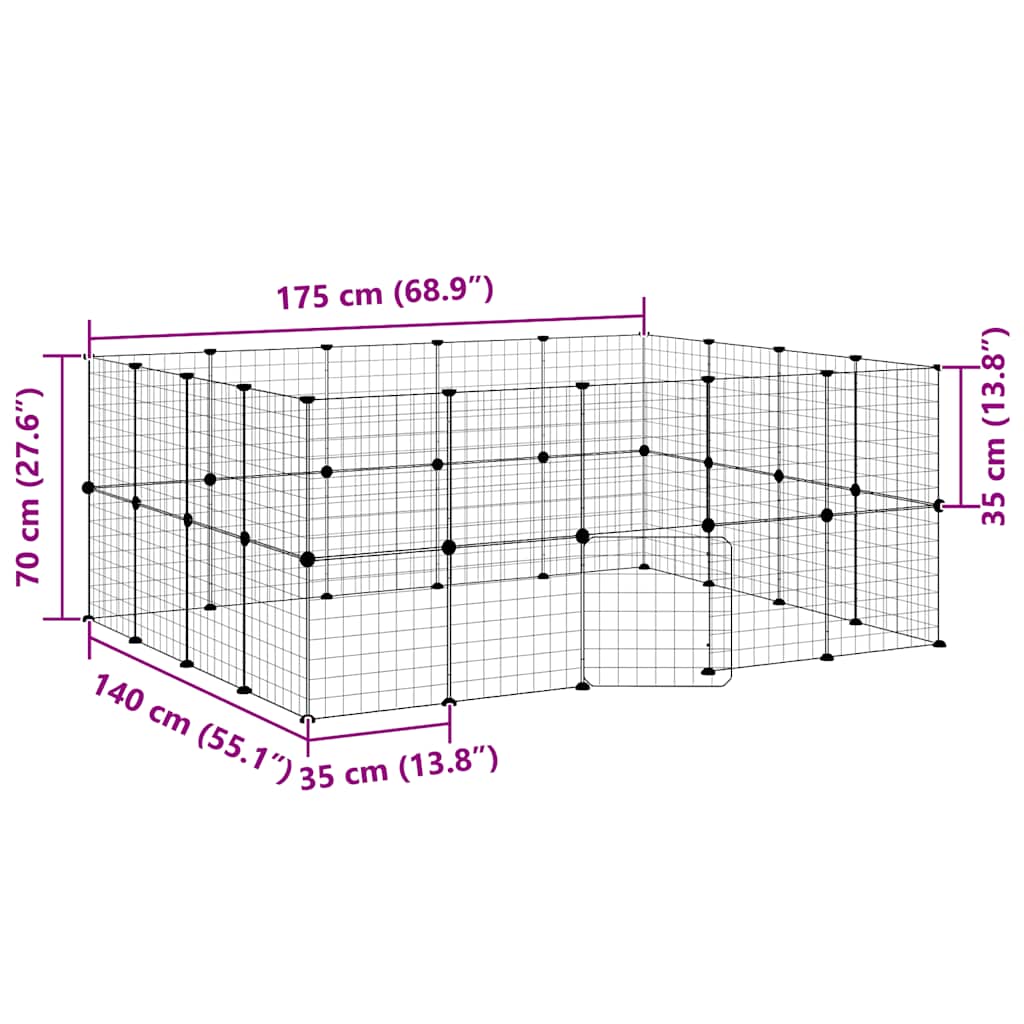 36-tlg. Haustierkäfig mit Tür Schwarz 35x35 cm Stahl