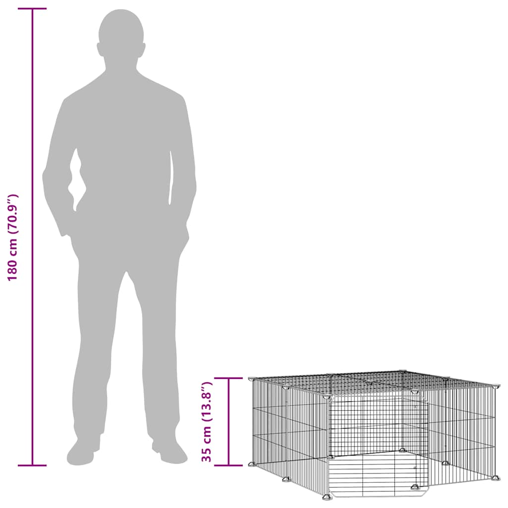 12-tlg. Haustierkäfig mit Tür Schwarz 35x35 cm Stahl
