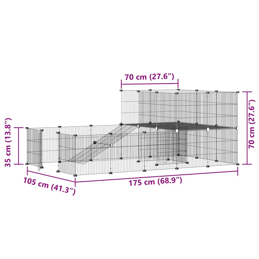 36-tlg. Haustierkäfig mit Tür Schwarz 35x35 cm Stahl