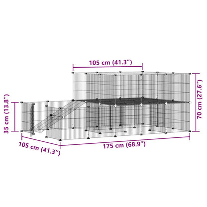 44-tlg. Haustierkäfig mit Tür Schwarz 35x35 cm Stahl