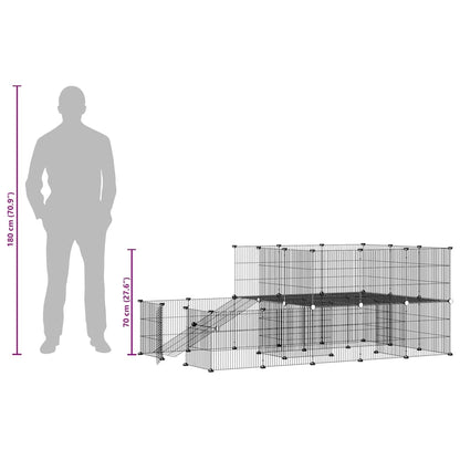 44-tlg. Haustierkäfig mit Tür Schwarz 35x35 cm Stahl
