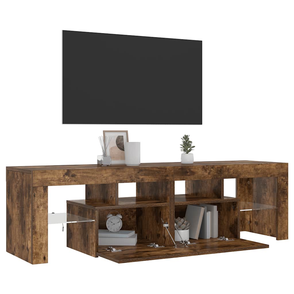 TV-Schrank mit LED-Leuchten Räuchereiche 140x36,5x40 cm