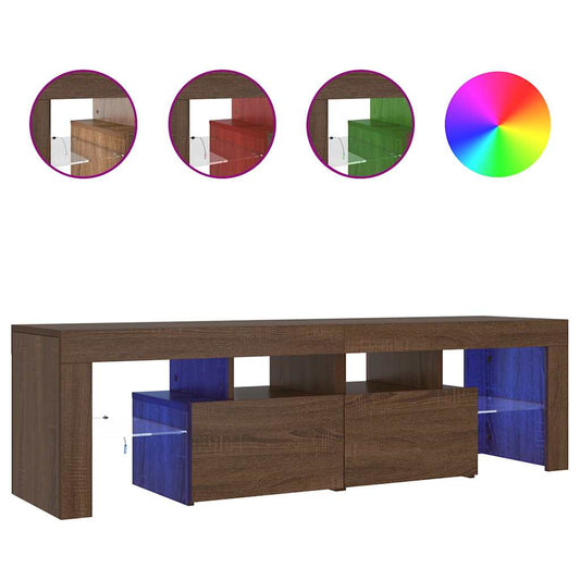TV-Schrank mit LED-Leuchten Braun Eichen-Optik 140x36,5x40 cm
