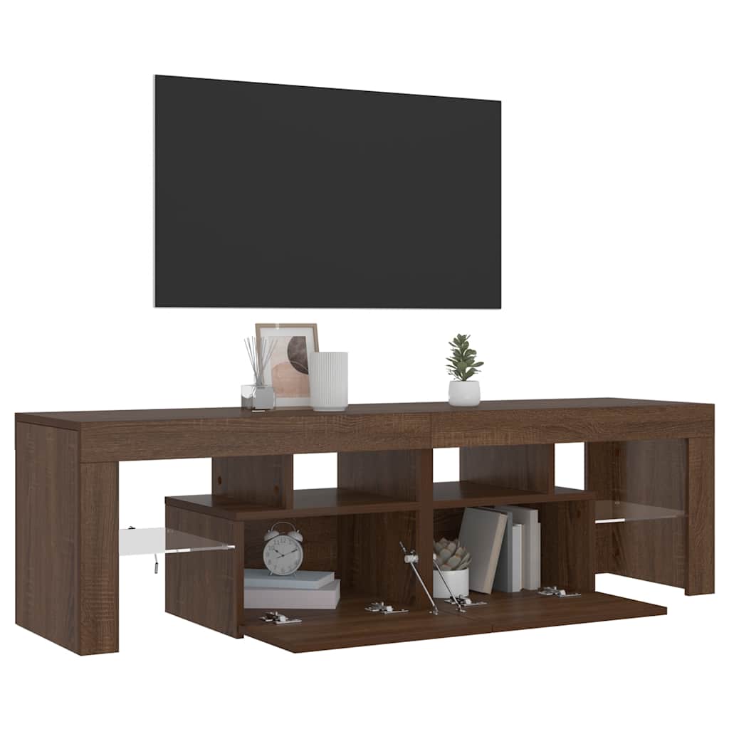 TV-Schrank mit LED-Leuchten Braun Eichen-Optik 140x36,5x40 cm