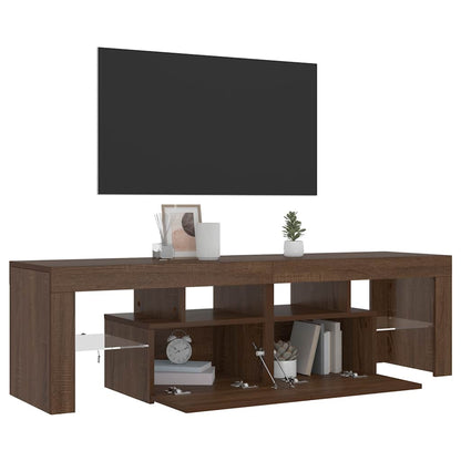 TV-Schrank mit LED-Leuchten Braun Eichen-Optik 140x36,5x40 cm
