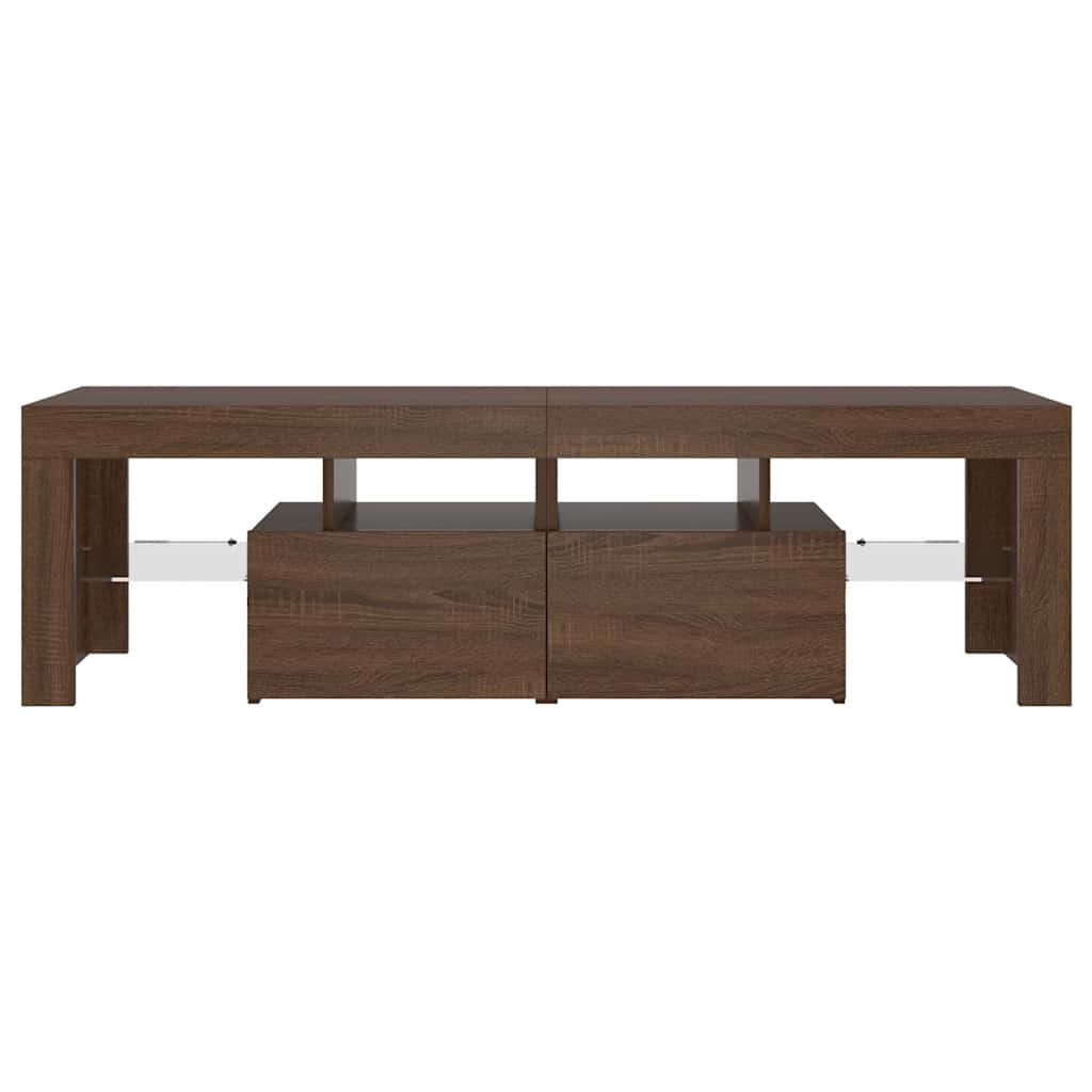 TV-Schrank mit LED-Leuchten Braun Eichen-Optik 140x36,5x40 cm