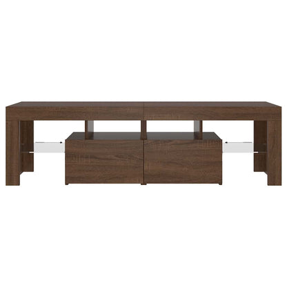 TV-Schrank mit LED-Leuchten Braun Eichen-Optik 140x36,5x40 cm